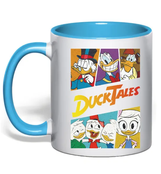 Чашка с цветной ручкой Качині історії колаж Голубой фото