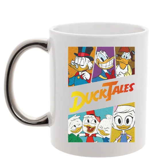 Чашка с цветной ручкой Качині історії колаж Серебро фото