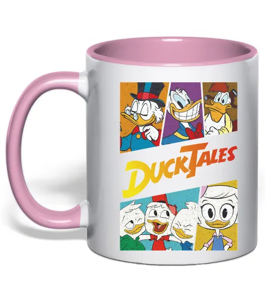 Чашка с цветной ручкой Качині історії колаж Нежно розовый фото