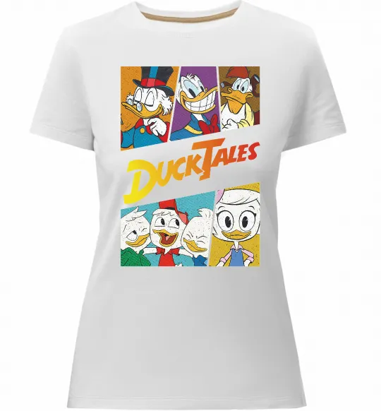 Женская премиум футболка Качині історії колаж Белый фото