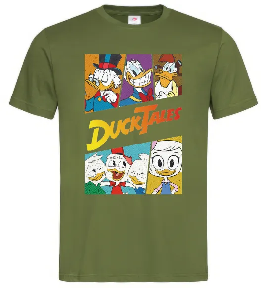 Мужская футболка Качині історії колаж Оливковый фото