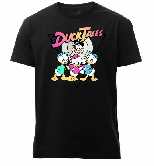 Мужская премиум футболка Скрудж та каченята Черный фото