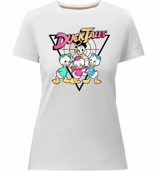 Женская премиум футболка Скрудж та каченята Белый фото