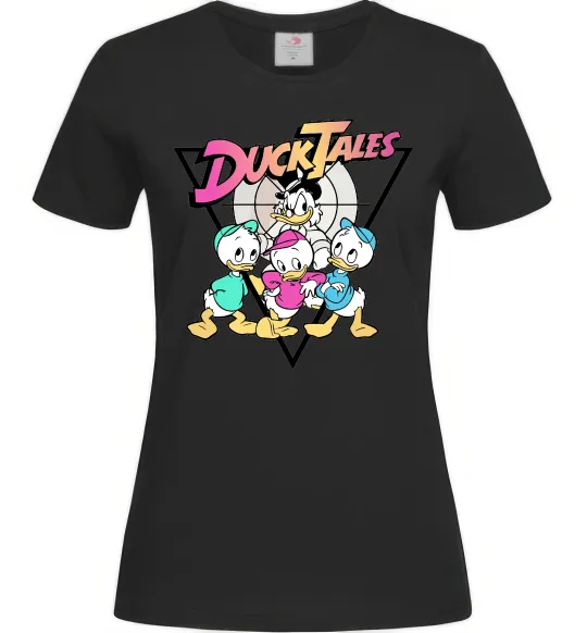 Женская футболка Скрудж та каченята Черный фото
