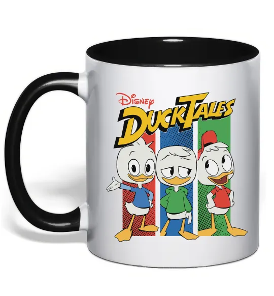 Чашка с цветной ручкой Каченята Duck Tales Черный фото