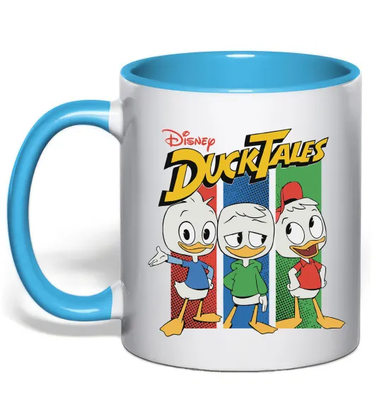 Чашка с цветной ручкой Каченята Duck Tales Голубой фото