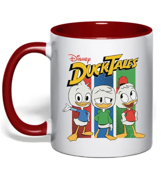 Чашка с цветной ручкой Каченята Duck Tales Красный фото