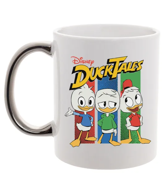 Чашка с цветной ручкой Каченята Duck Tales Серебро фото