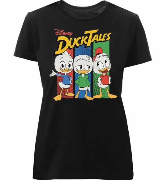 Женская премиум футболка Каченята Duck Tales Черный фото