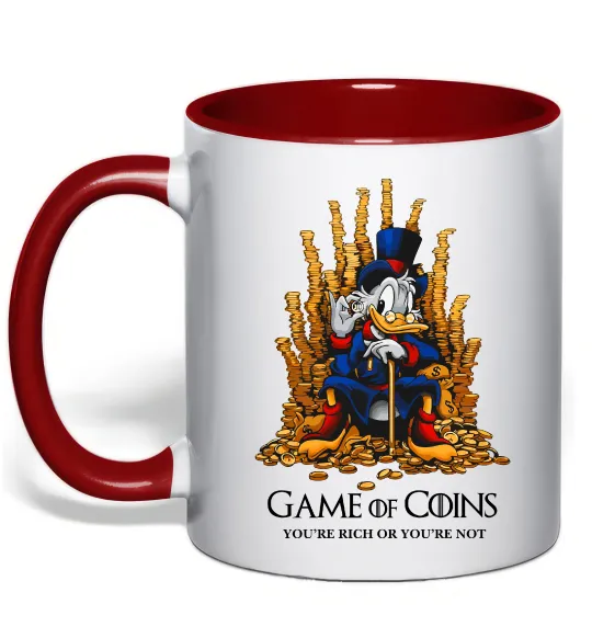 Чашка с цветной ручкой Game of coins Красный фото