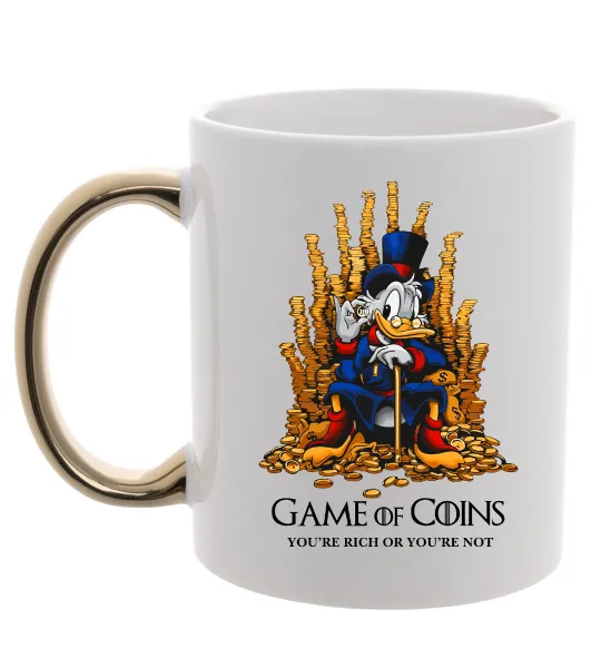 Чашка с цветной ручкой Game of coins Золото фото