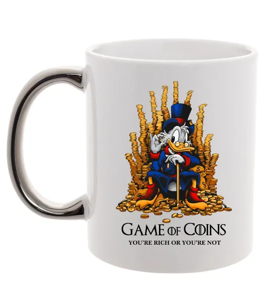 Чашка с цветной ручкой Game of coins Серебро фото