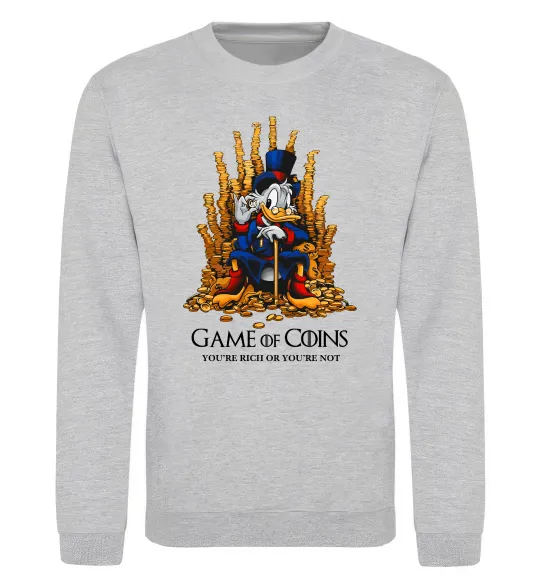 Свитшот Game of coins Серый меланж фото
