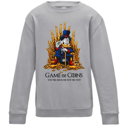 Детский Свитшот Game of coins Серый меланж фото