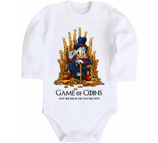 Детский боди Game of coins Белый фото