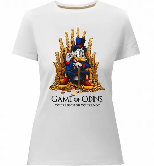 Женская премиум футболка Game of coins Белый фото