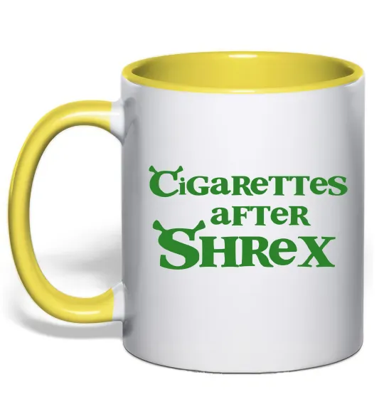 Чашка с цветной ручкой Cigarettes after Shrex Лимонный фото