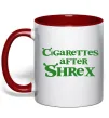 Чашка с цветной ручкой Cigarettes after Shrex Красный фото