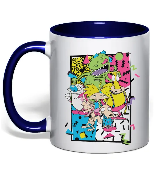 Чашка с цветной ручкой Rerto cartoons Глубокий темно-синий фото