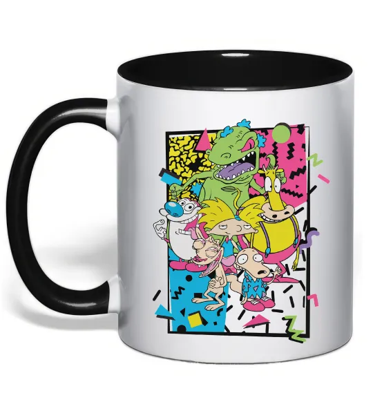 Чашка с цветной ручкой Rerto cartoons Черный фото