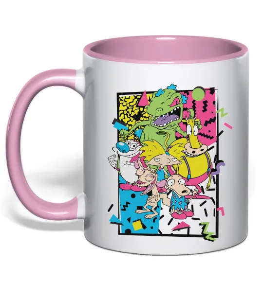 Чашка с цветной ручкой Rerto cartoons Нежно розовый фото