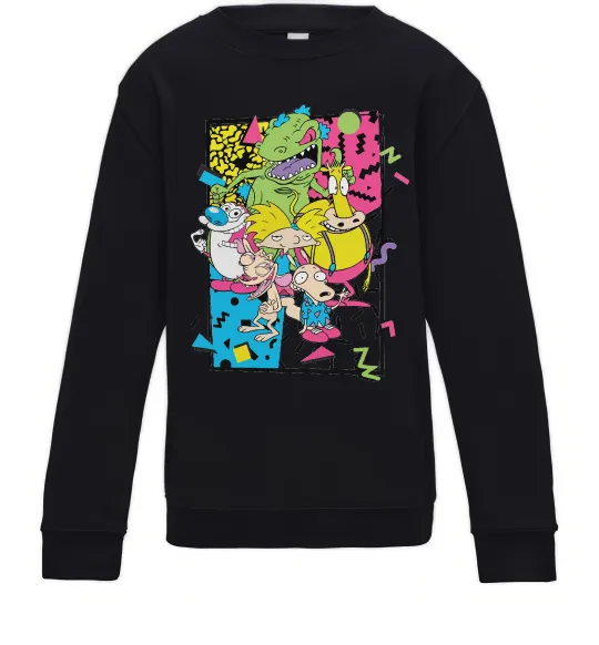 Детский Свитшот Rerto cartoons Черный фото