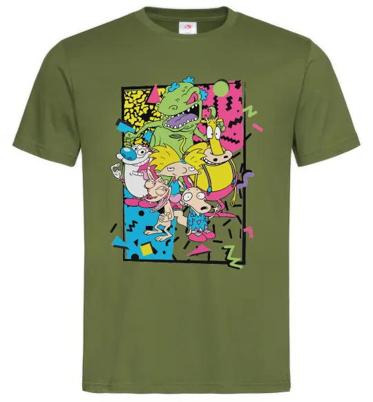 Мужская футболка Rerto cartoons Оливковый фото