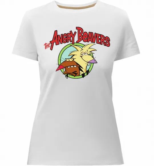 Женская премиум футболка Злюки бобри лого Белый фото