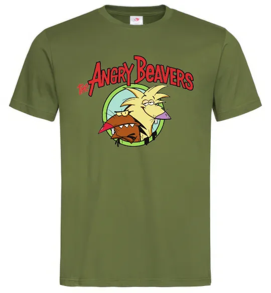 Мужская футболка Злюки бобри лого Оливковый фото