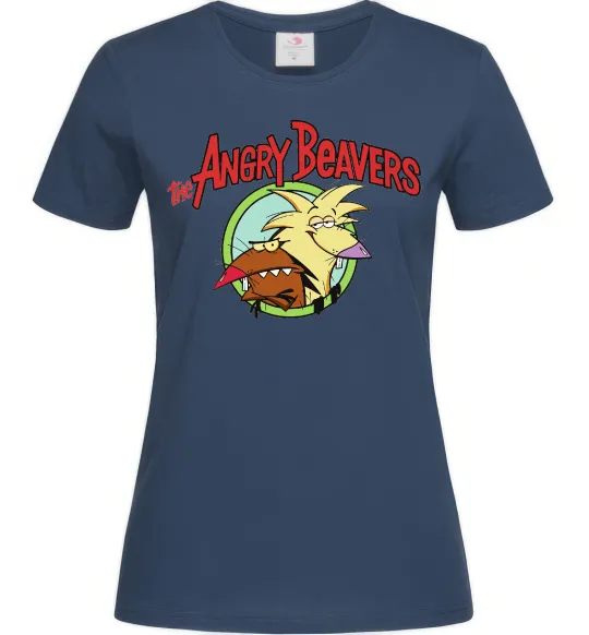 Женская футболка Злюки бобри лого Темно-синий фото