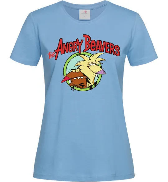 Женская футболка Злюки бобри лого Голубой фото