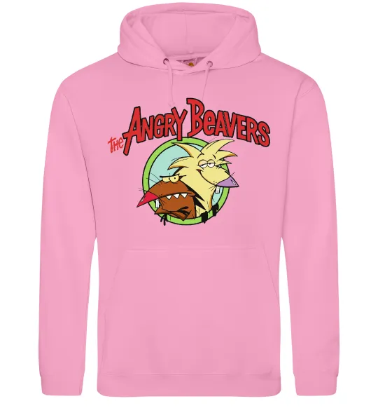 Мужская толстовка (худи) Злюки бобри лого Розовый фото