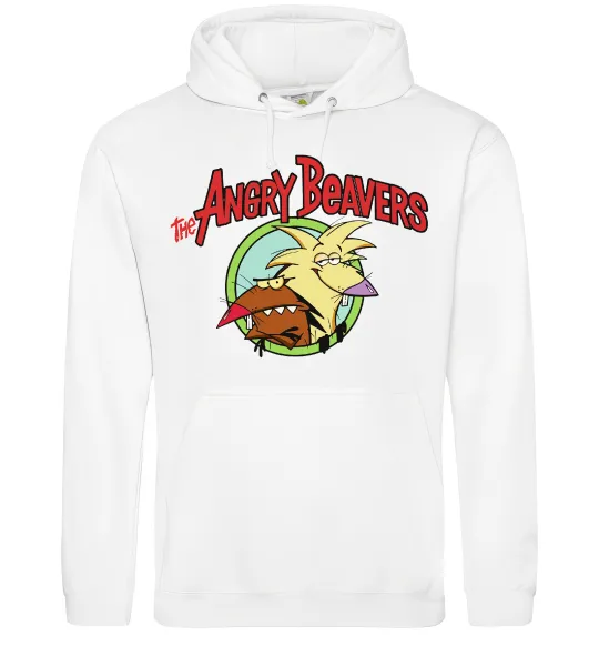Мужская толстовка (худи) Злюки бобри лого Белый фото