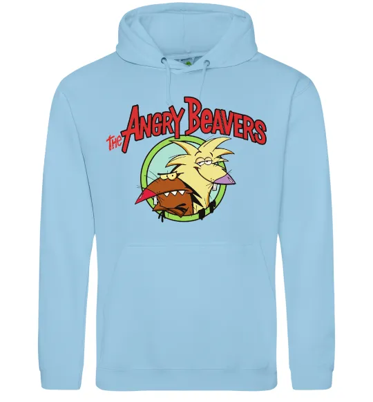 Мужская толстовка (худи) Злюки бобри лого Голубой фото