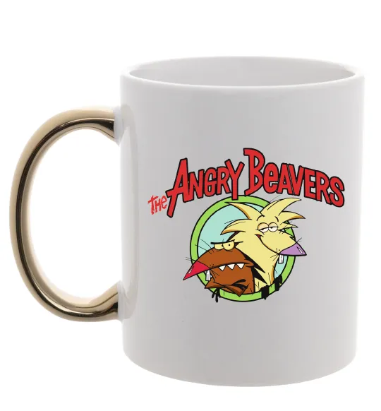 Чашка с цветной ручкой Злюки бобри лого Золото фото