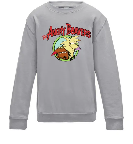 Детский Свитшот Злюки бобри лого Серый меланж фото