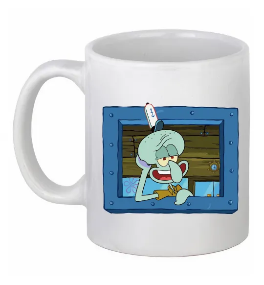 Чашка керамическая Сквідвард у віконці Белый фото