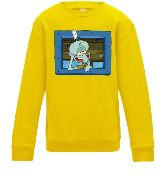 Детский Свитшот Сквідвард у віконці Солнечно желтый фото