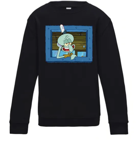 Детский Свитшот Сквідвард у віконці Черный фото