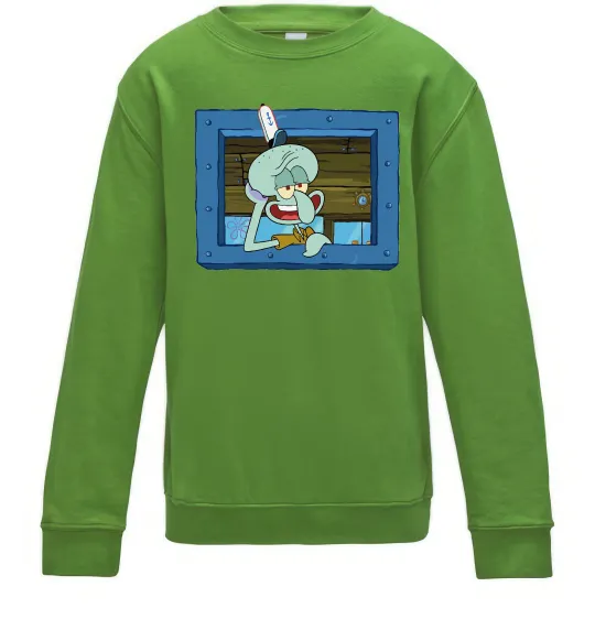 Детский Свитшот Сквідвард у віконці Лаймовый фото