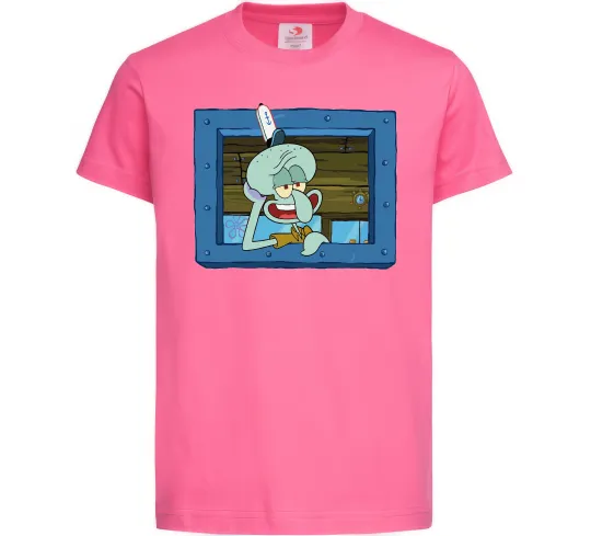 Детская футболка Сквідвард у віконці Ярко-розовый фото