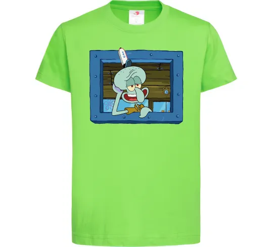 Детская футболка Сквідвард у віконці Лаймовый фото