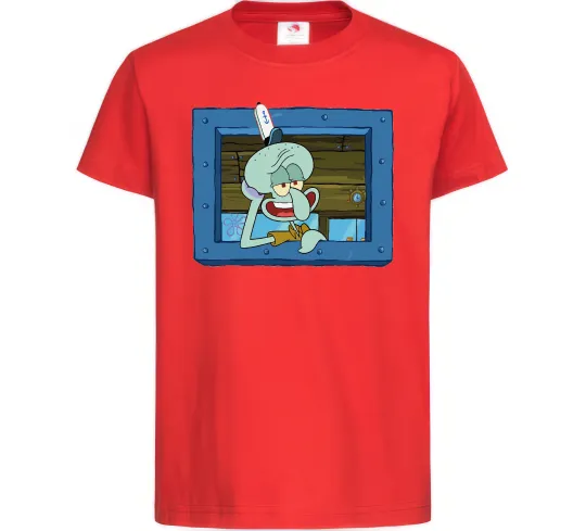Детская футболка Сквідвард у віконці Красный фото