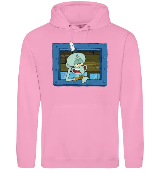 Женская толстовка (худи) Сквідвард у віконці Розовый фото