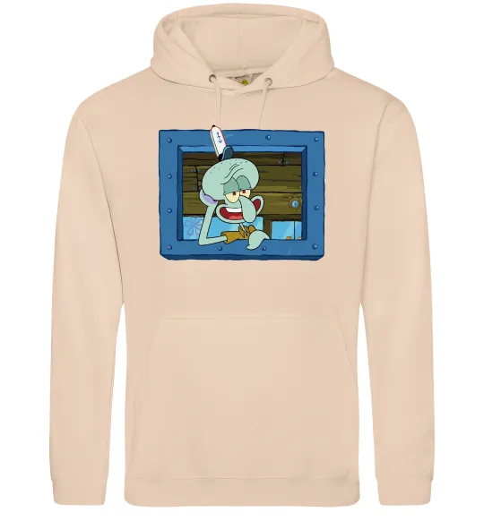 Женская толстовка (худи) Сквідвард у віконці Песочный фото