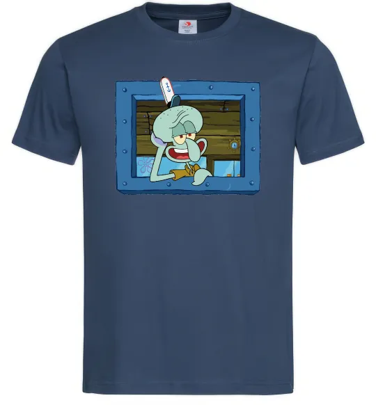 Мужская футболка Сквідвард у віконці Темно-синий фото