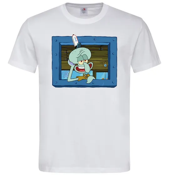 Мужская футболка Сквідвард у віконці Белый фото