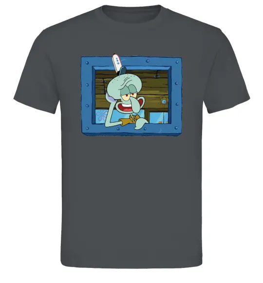 Мужская футболка Сквідвард у віконці Графит фото