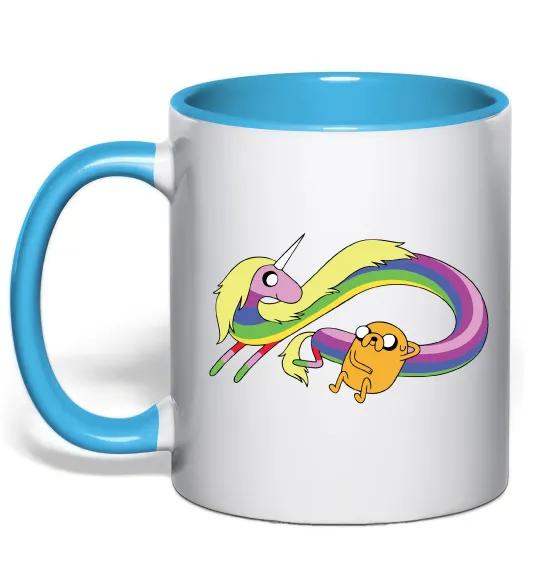 Чашка с цветной ручкой Джейк та Леді Час Пригод Голубой фото