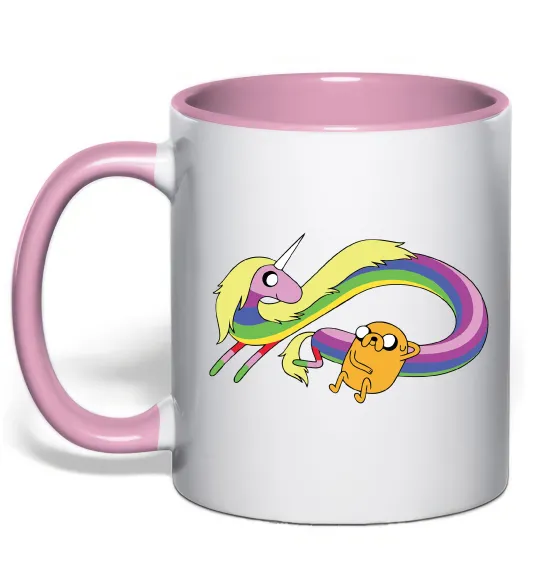 Чашка с цветной ручкой Джейк та Леді Час Пригод Нежно розовый фото